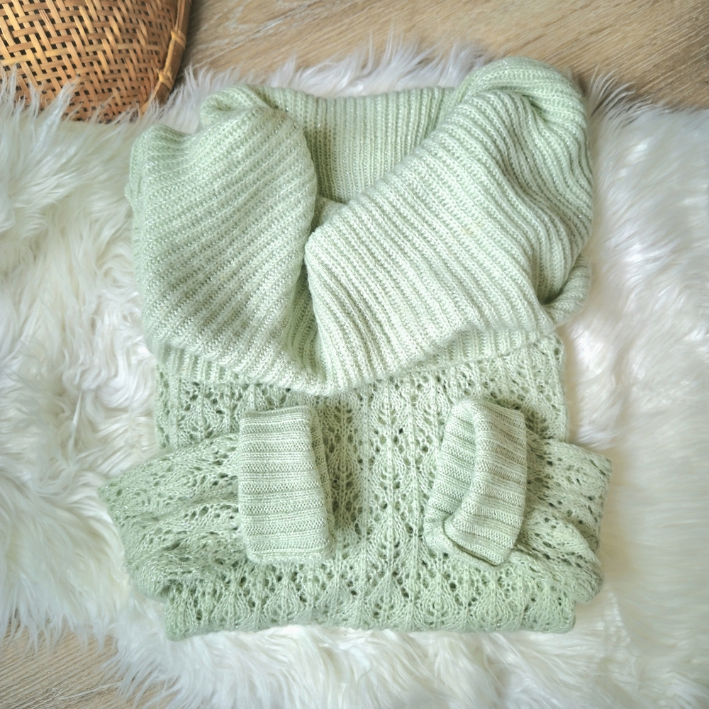 Kismet Minty Green Cowl Neck Sweater